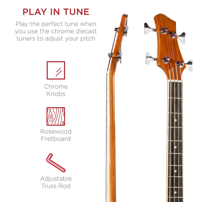 Acoustic Electric Bass Guitar w/ Equalizer, Truss Rod