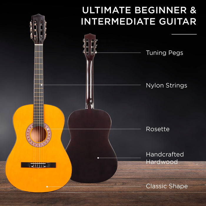 Beginner Acoustic Guitar Set w/ Case, Strap, Strings - 38in