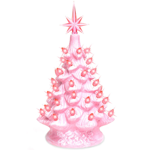 11in Pre-Lit Hand-Painted Ceramic Tabletop Christmas Tree w/ Lights