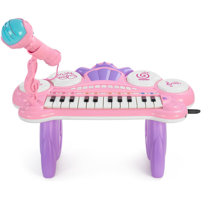 24-Key Kids Musical Electronic Keyboard w/ Drums, Microphone, MP3 - Pink