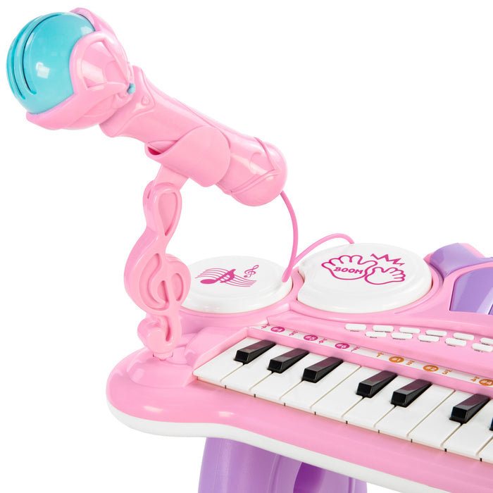 24-Key Kids Musical Electronic Keyboard w/ Drums, Microphone, MP3 - Pink