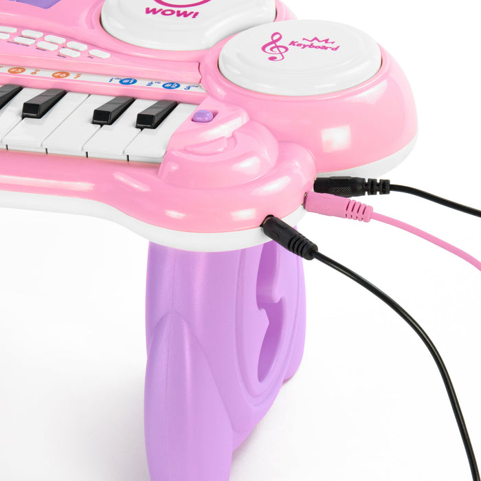 24-Key Kids Musical Electronic Keyboard w/ Drums, Microphone, MP3 - Pink