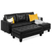 L-Shape Customizable Faux Leather Sofa Set w/ Ottoman Bench