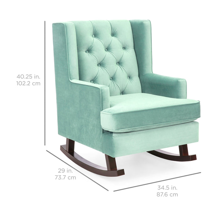 Tufted Upholstered Wingback Rocking Chair