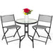 3-Piece Bistro Set w/ Glass Table, 2 Foldable Chairs