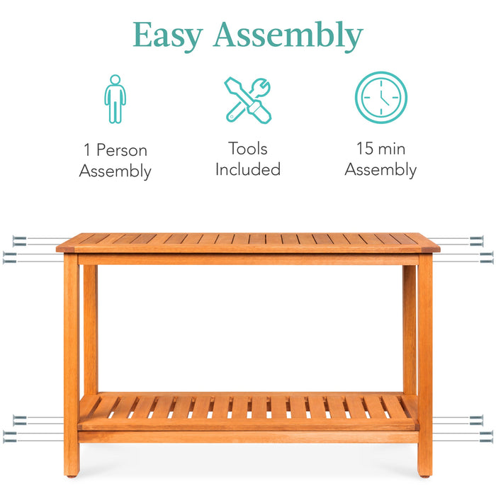 Console en bois à 2 étagères avec rangement et finition naturelle - 48 po