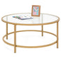 Round Tempered Glass Coffee Table w/ Steel Frame - 36in