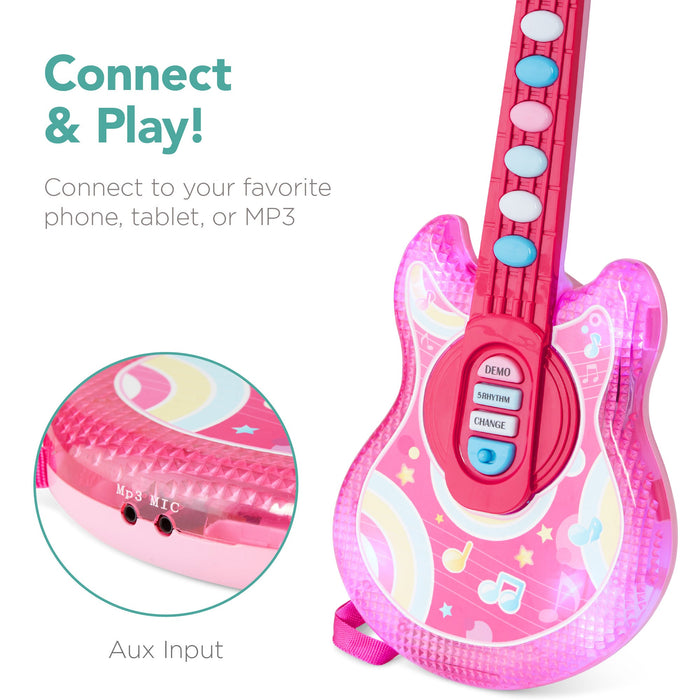 Kids Pretend Play Guitar Musical Instrument Toy w/ Microphone, Stand - 19in