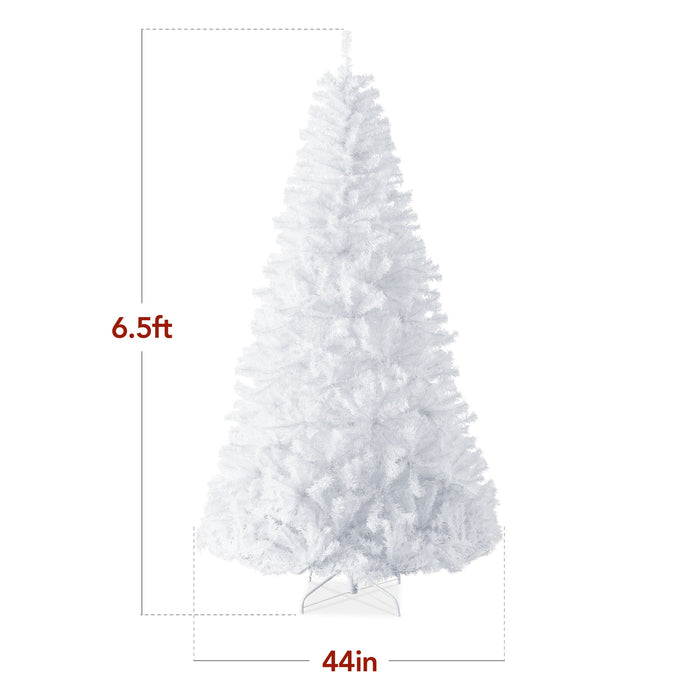 Sapin de Noël artificiel blanc de qualité supérieure avec pointes et base en métal pliable