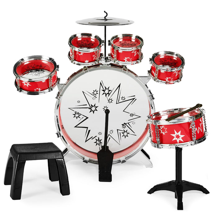 11-Piece Kids Beginner Drum Percussion Musical Instrument Toy Set