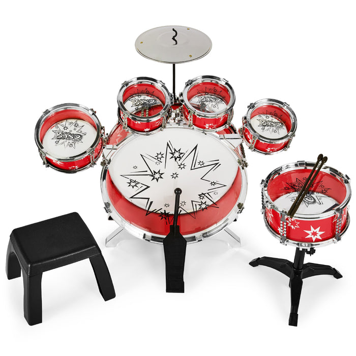 11-Piece Kids Beginner Drum Percussion Musical Instrument Toy Set