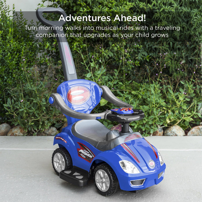 3-in-1 Kids Push Car w/ Handle and Horn