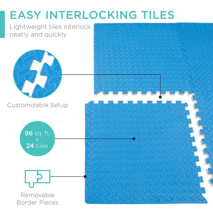 Multipurpose Foam Tiles Customizable Floor Mat w/ Removable Edges