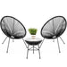 3-Piece All-Weather Patio Acapulco Bistro Set w/ Rope, Glass Top Table