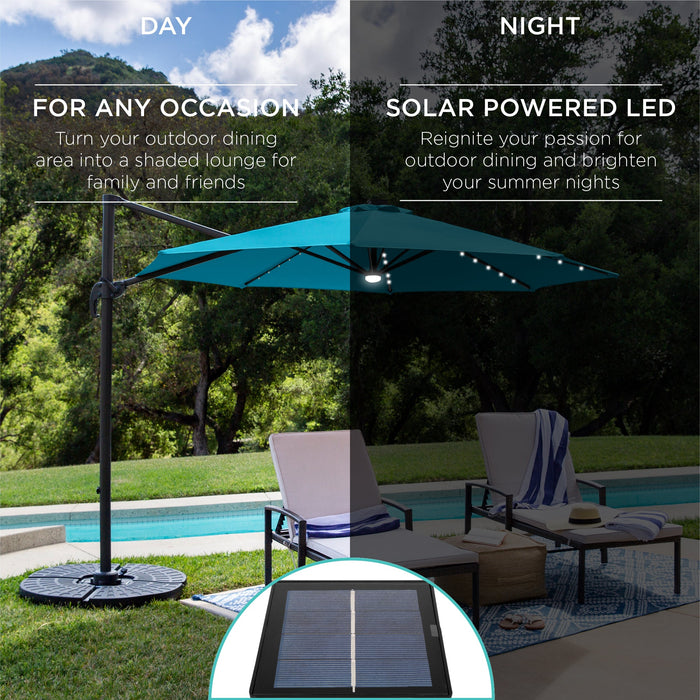 360-Degree LED Cantilever Offset Patio Umbrella w/ Tilt - 10ft