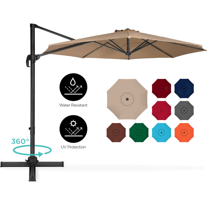 360-Degree Rotating Cantilever Offset Patio Umbrella w/ Tilt - 10ft