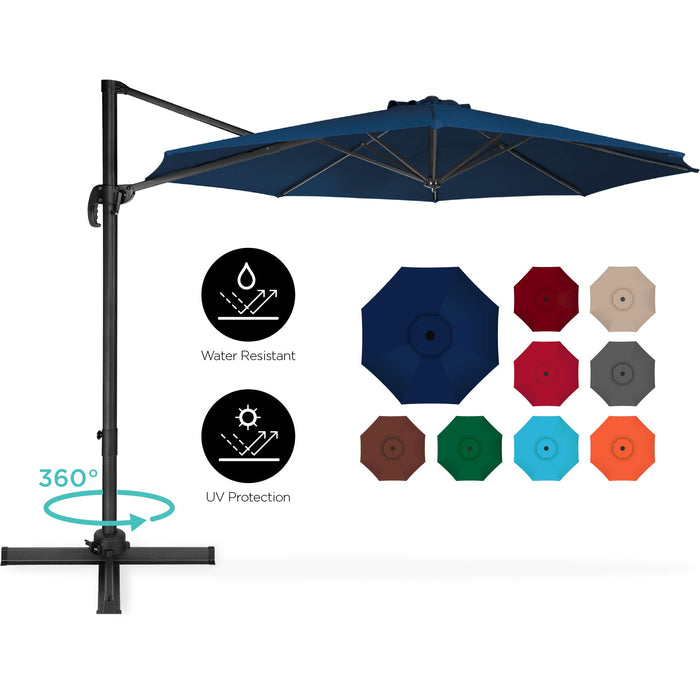 360-Degree Rotating Cantilever Offset Patio Umbrella w/ Tilt - 10ft