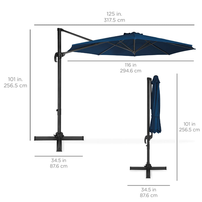 360-Degree Rotating Cantilever Offset Patio Umbrella w/ Tilt - 10ft