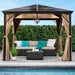 Outdoor Hardtop Gazebo w/ Aluminum Frame, Side Curtains, Netting - 10x10ft