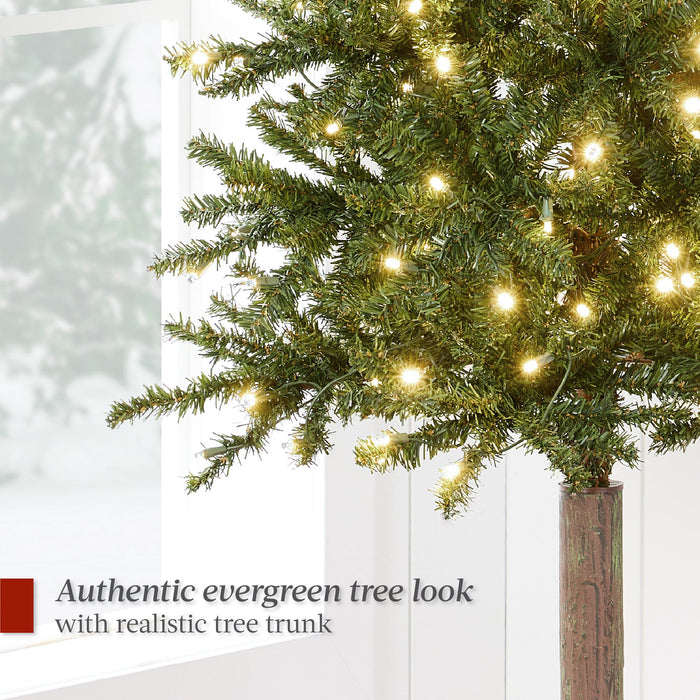 Pre-Lit Artificial Alpine Slim Pencil Christmas Tree w/ LED Lights, Stand