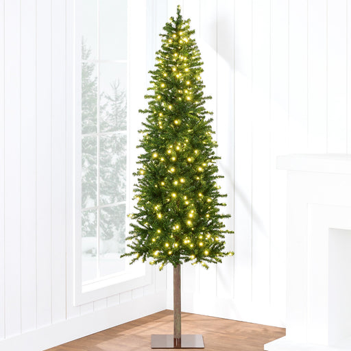 Pre-Lit Artificial Alpine Slim Pencil Christmas Tree w/ LED Lights, Stand