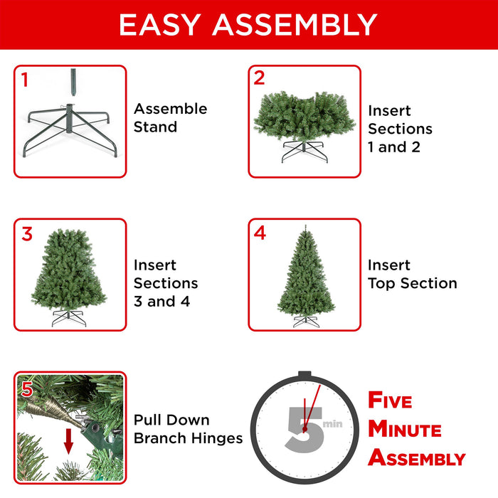 Pre-Lit Instant No Fluff Artificial Spruce Christmas Tree w/ Memory Branches