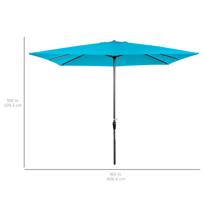 Rectangular Patio Umbrella w/ Easy Crank, UV-Resistant Fabric - 8x11ft