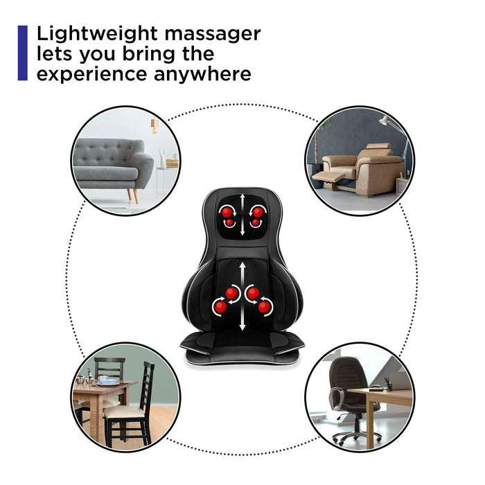 Air Compression Shiatsu Neck & Back Massager Seat w/ Heat, Rolling Massage