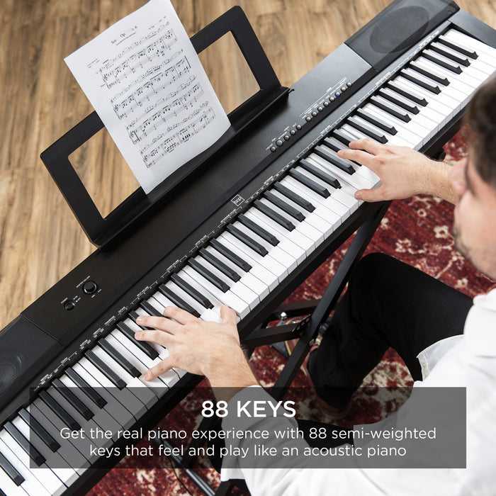 88-Key Digital Piano Set w/ Semi-Weighted Keys, Stand, Sustain Pedal