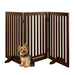 31.5in 3-Panel Freestanding Wooden Pet Gate w/ Door, Support Feet