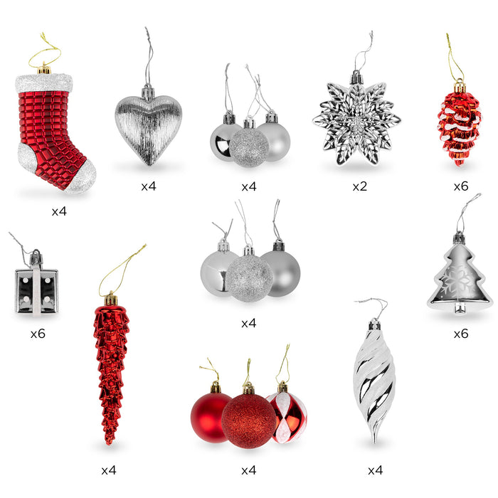 Set of 72 Handcrafted Shatterproof Christmas Ornament Holiday Decorations