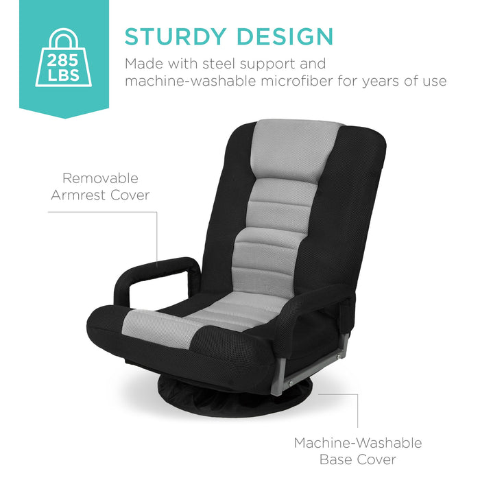 Gaming Floor Chair w/ 360-Degree Swivel, Armrest, Adjustable Backrest