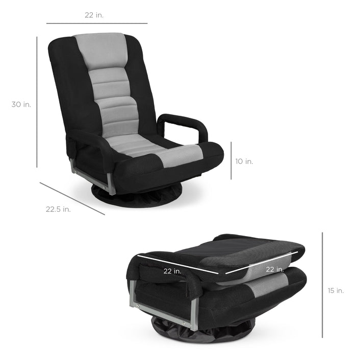 Gaming Floor Chair w/ 360-Degree Swivel, Armrest, Adjustable Backrest