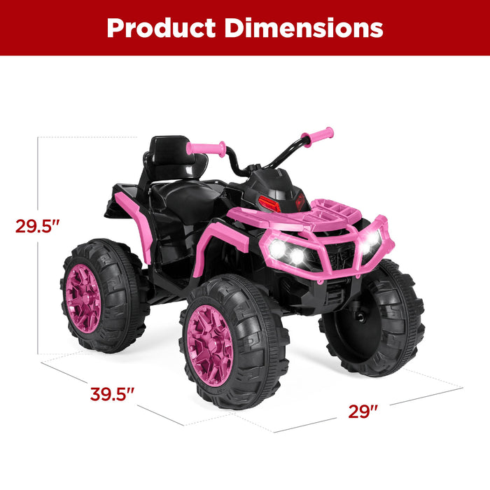 12V Kids Ride-On 4-Wheeler Quad ATV Car w/ 3.7mph Max, Bluetooth, Headlights