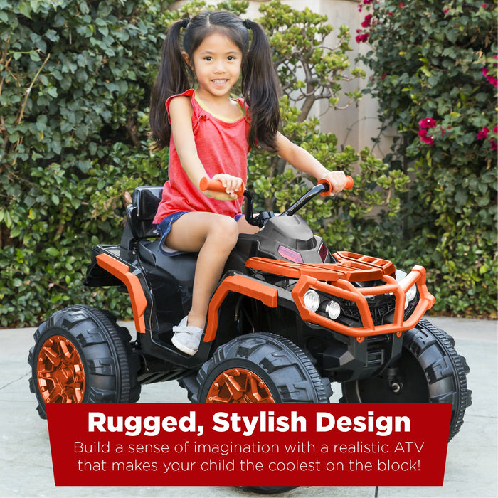 12V Kids Ride-On 4-Wheeler Quad ATV Car w/ 3.7mph Max, Bluetooth, Headlights