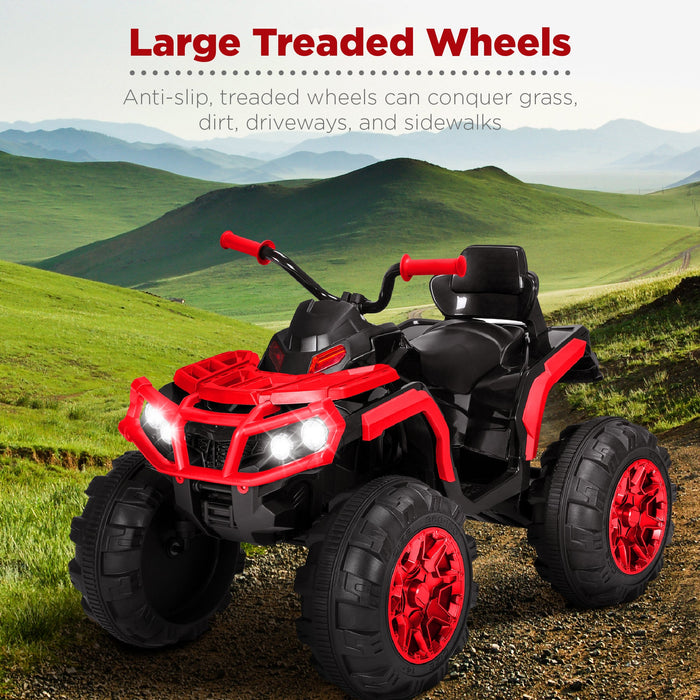 12V Kids Ride-On 4-Wheeler Quad ATV Car w/ 3.7mph Max, Bluetooth, Headlights