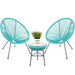 3-Piece All-Weather Patio Acapulco Bistro Set w/ Rope, Glass Top Table