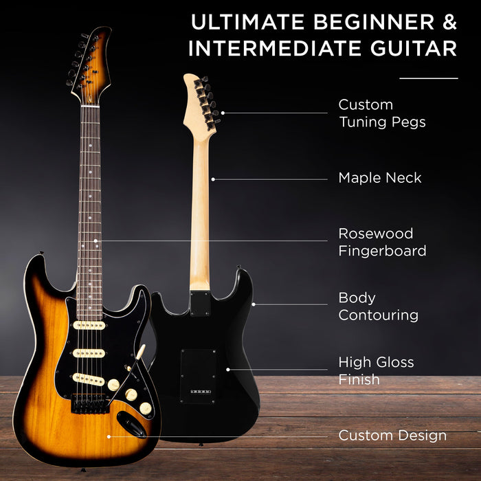 Beginner Electric Guitar Kit w/ Case, 10W Amp, Tremolo Bar - 39in