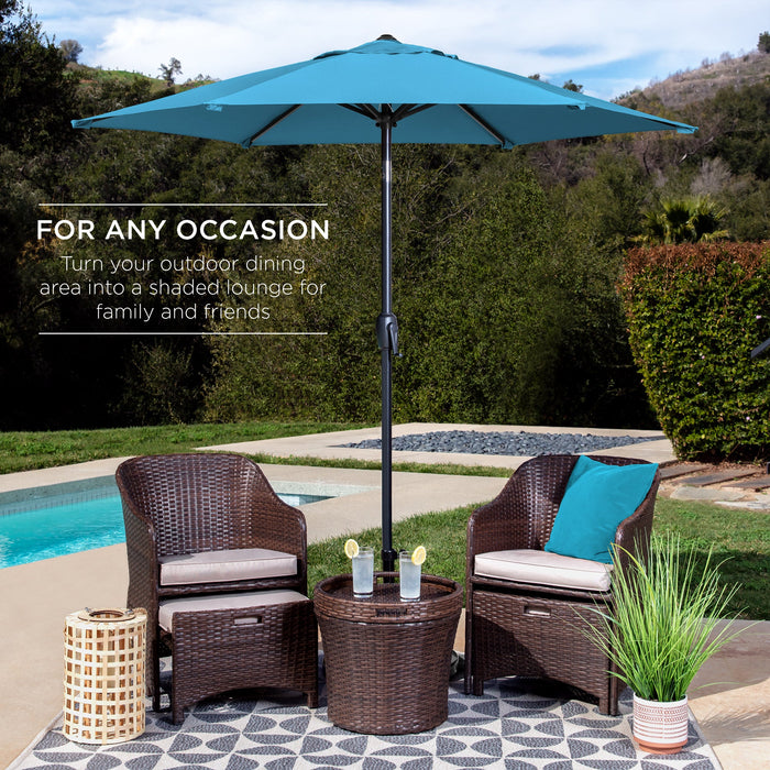 Outdoor Market Patio Umbrella w/ Push Button Tilt, Crank Lift - 7.5ft