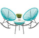 3-Piece Patio Woven Rope Acapulco Rocking Chair Bistro Set