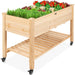 Mobile Raised Garden Bed Elevated Planter w/ Wheels, Shelf - 48x23.25x32in