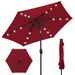 Outdoor Solar Patio Umbrella w/ Push Button Tilt, Crank Lift - 7.5ft