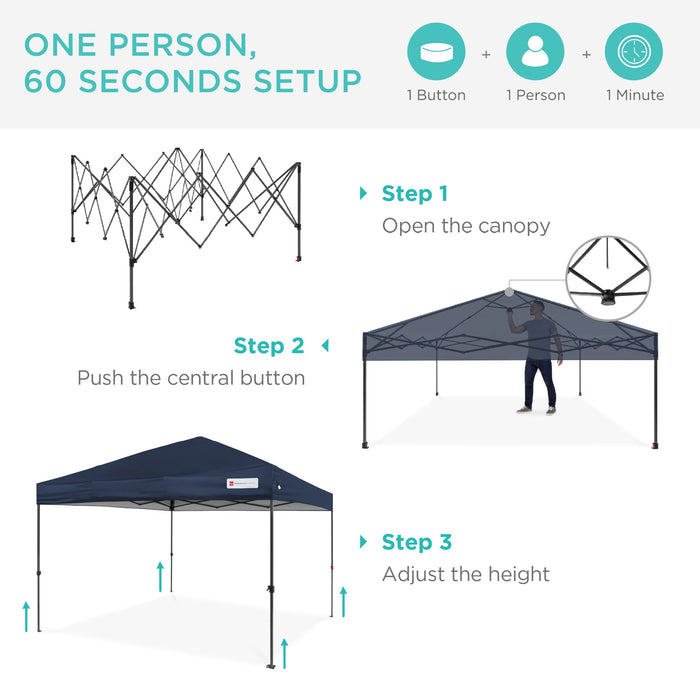 One-Person Setup Instant Pop Up Canopy w/ Case, 4 Weight Bags - 10x10ft