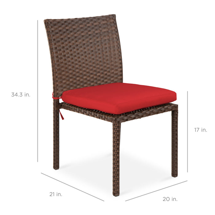 Set of 4 Stackable Outdoor Patio Wicker Chairs w/ Cushions, UV-Resistance