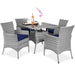 5-Piece Wicker Patio Dining Table Set w/ 4 Chairs