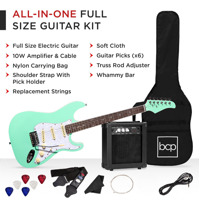 Beginner Electric Guitar Kit w/ Case, 10W Amp, Tremolo Bar - 39in