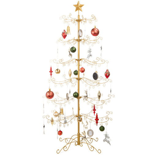 Wrought Iron Christmas Tree Ornament Display w/ Easy Assembly, Stand - 6ft