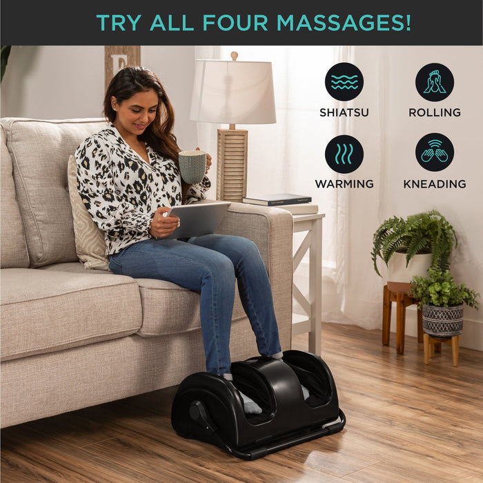 Reflexology Shiatsu Foot Massager w/ High-Intensity Rollers, Remote Control