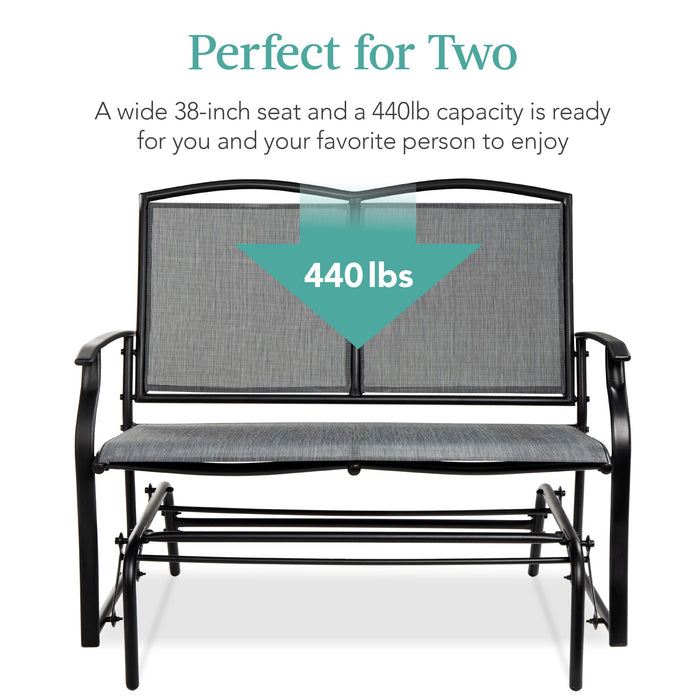 2-Person Patio Loveseat Swing Glider, Bench Rocker w/ Armrests