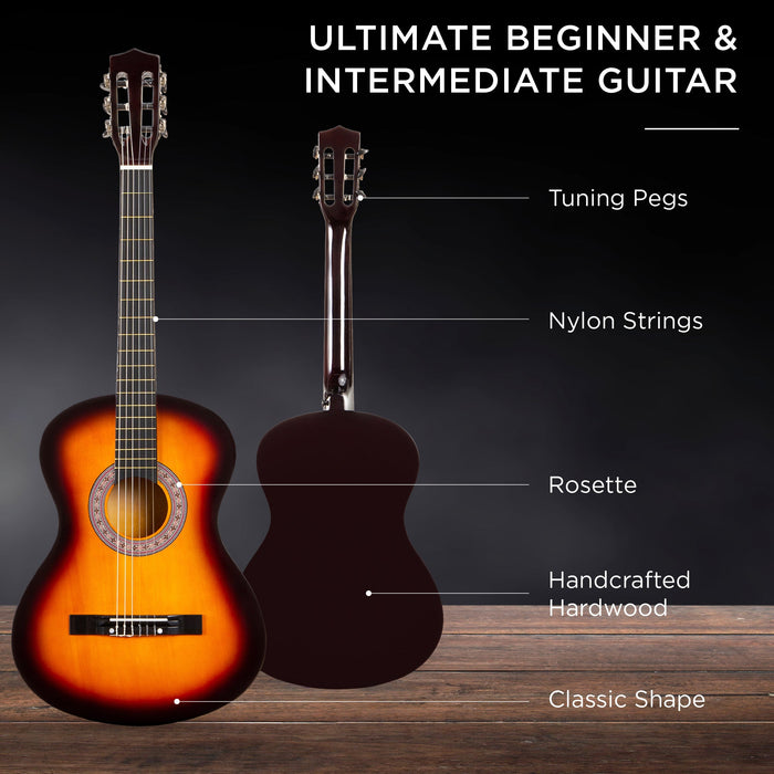 Beginner Acoustic Guitar Set w/ Case, Strap, Strings - 38in